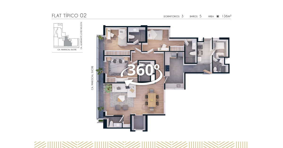 Departamento modelo — Sucre 220, recorrido virtual 360°