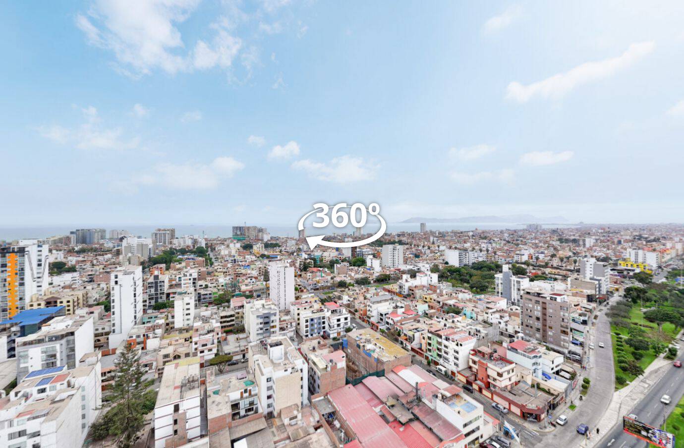 Vista aérea 360° con dron — La Marina 3420, recorrido virtual 360°