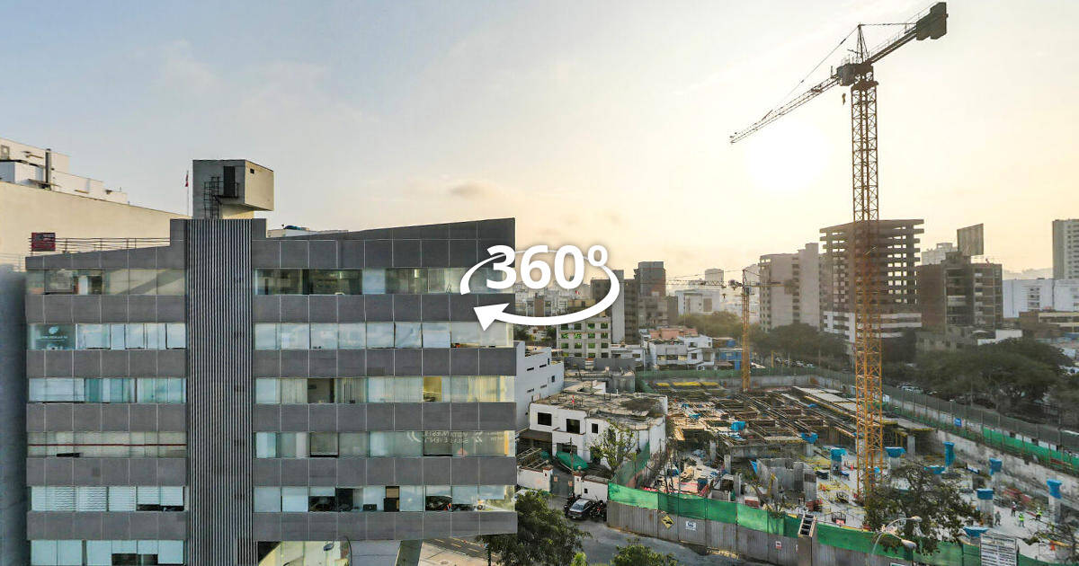 Vista aérea 360° con dron — Arequipa 2655, recorrido virtual 360°